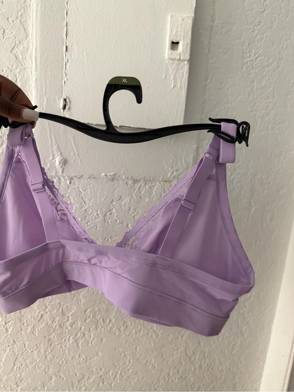 No Boundaries Lilac Triangle Bralette with Lace Trim - Picture 5 of 7